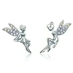 💝Dainty White CZ Sweet Wing Fairies Stud Earrings for Women, GPMB1441